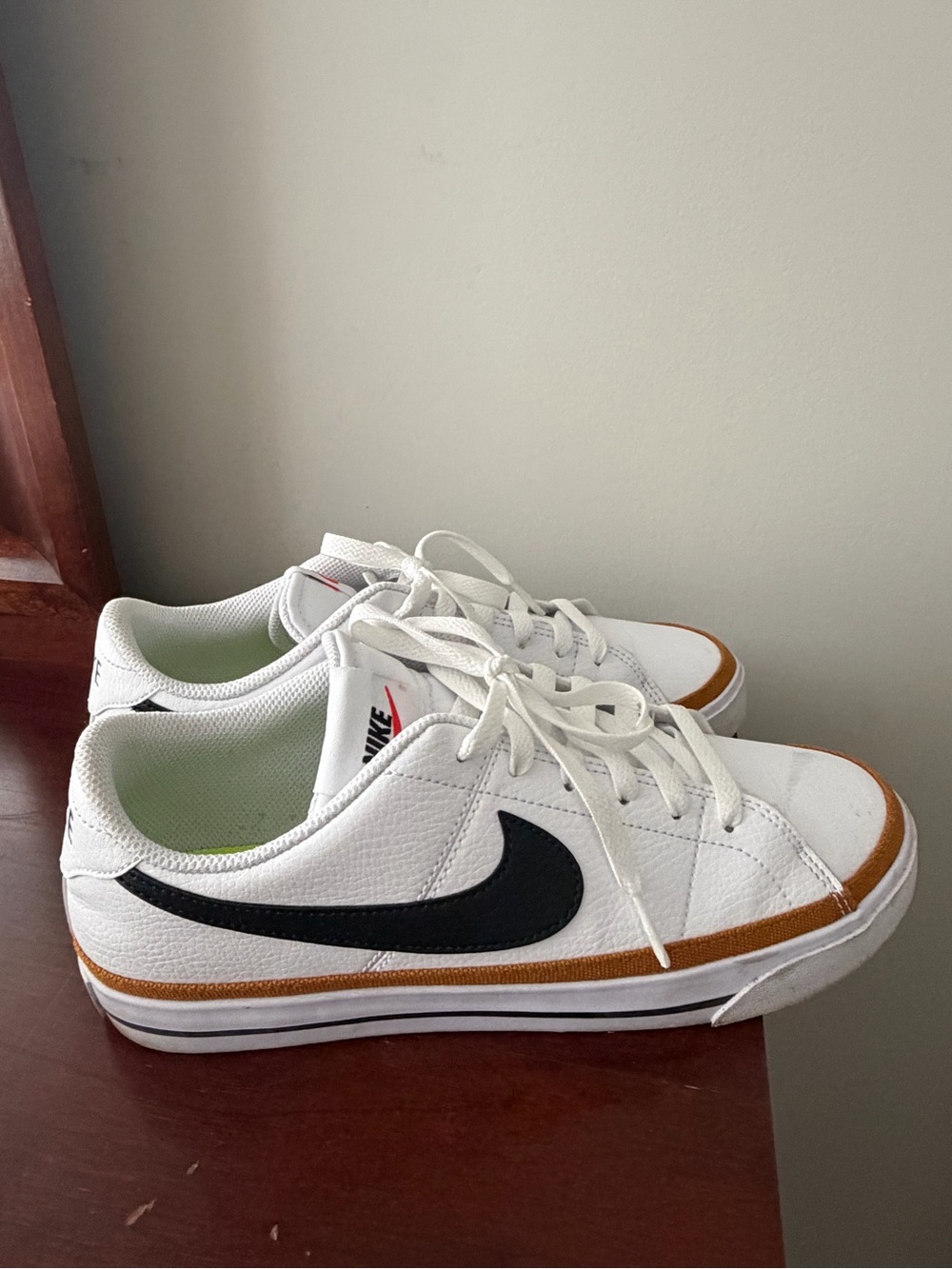 Nike Kids White Sneaker with Neon Green Accent